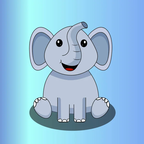 Aranyos Elefánt Ülő Vektor Ikon Illusztráció Elefánt Kabala Rajzfilm Karakter — Stock Vector
