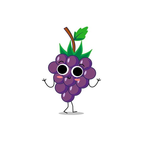 Schattige Vector Druif Fruit Karakter Verschillende Actie Emotie Verzameling Van — Stockvector