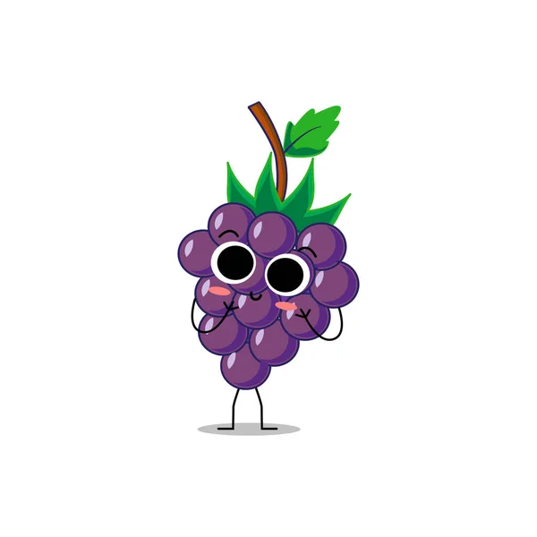 Netter Vektor Traubenfrucht Charakter Verschiedenen Action Emotionen Sammlung Von Trauben — Stockvektor