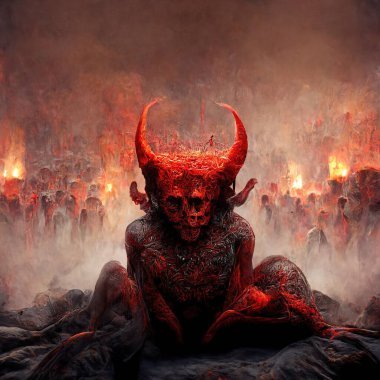 Portrait of devil, Illustration, drawing, digital art style, 3d Illustration