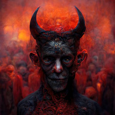 Portrait of devil, Illustration, drawing, digital art style, 3d Illustration