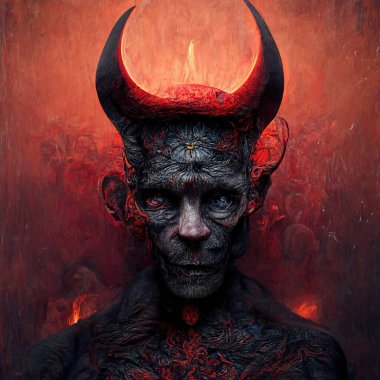 Portrait of devil, Illustration, drawing, digital art style, 3d Illustration