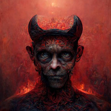 Portrait of devil, Illustration, drawing, digital art style, 3d Illustration