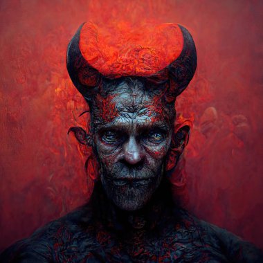 Portrait of devil, Illustration, drawing, digital art style, 3d Illustration