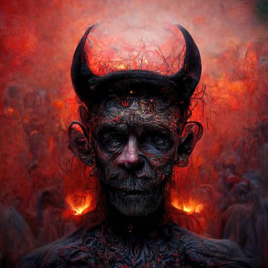 Portrait of devil, Illustration, drawing, digital art style, 3d Illustration