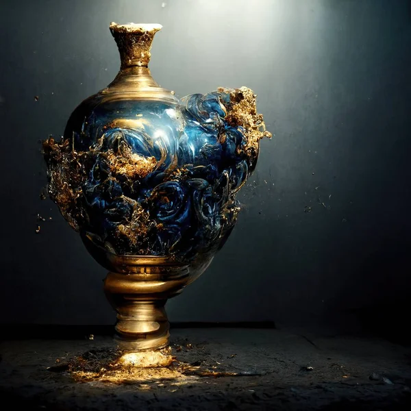 An ornate baroque vase, digital art style, intricate detail, 3d illustration