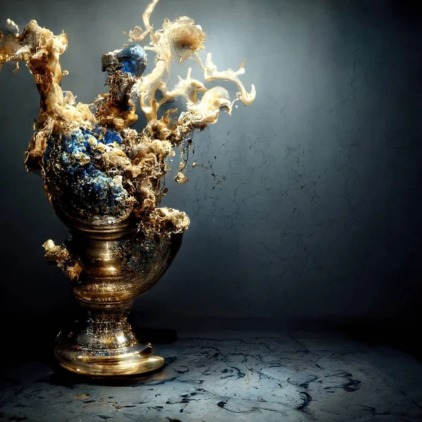 An ornate baroque vase, digital art style, intricate detail, 3d illustration