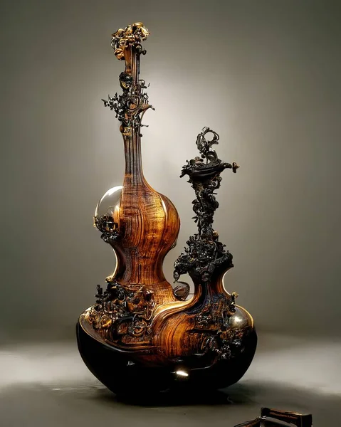 Picture of baroque violin statue, intricate details, 3D illustration