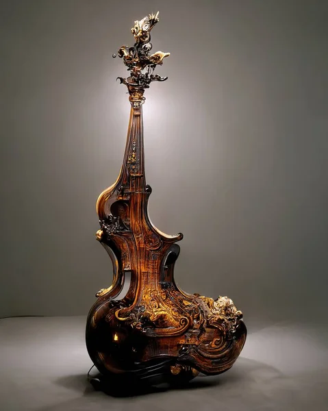 Picture of baroque violin statue, intricate details, 3D illustration