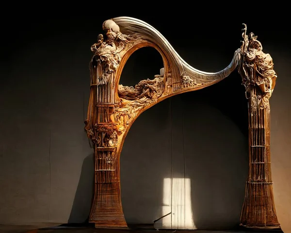 Picture Baroque Harp Statue Illustration Render — Photo