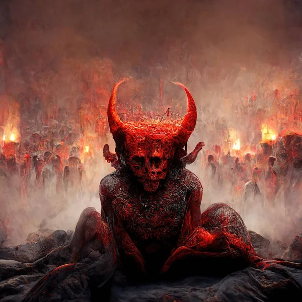 Portrait of devil, Illustration, drawing, digital art style, 3d Illustration