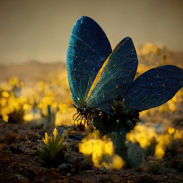 Digital art of butterfly sitting on flower. High quality photo