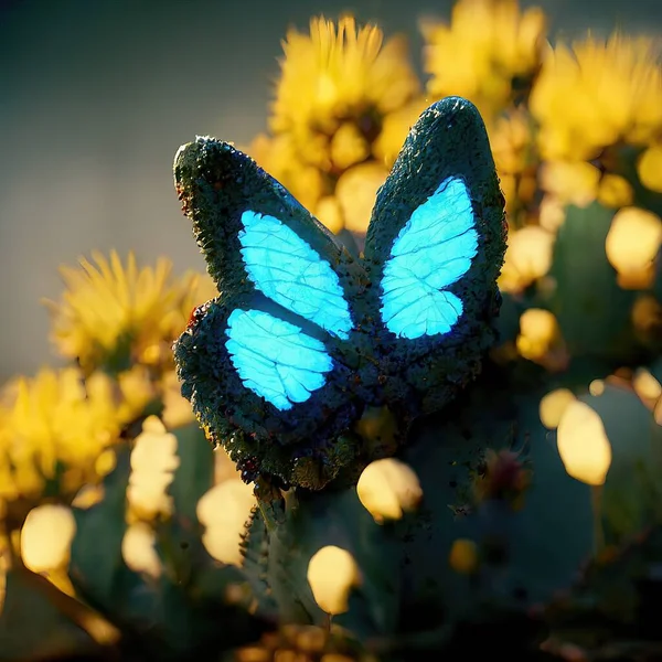 Digital art of butterfly sitting on flower. High quality photo
