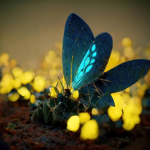 Digital art of butterfly sitting on flower. High quality photo