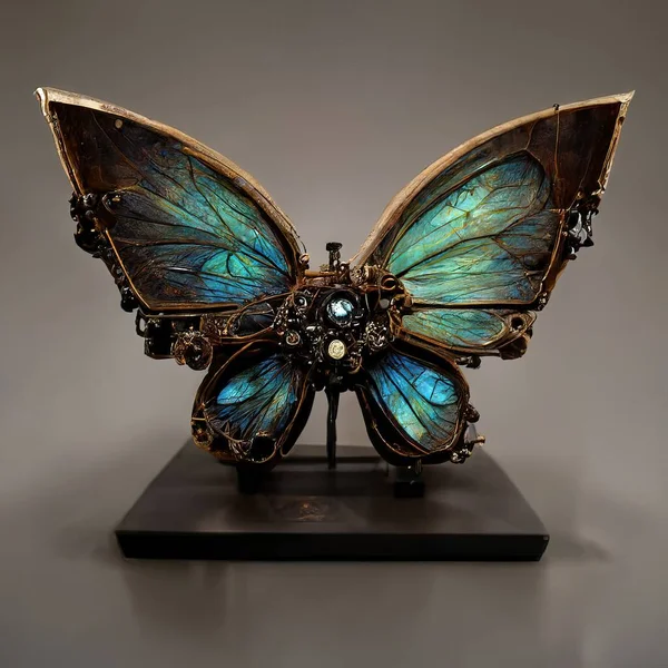 Digital art of mechanical butterfly. Giant Blue Morpho Butterfly