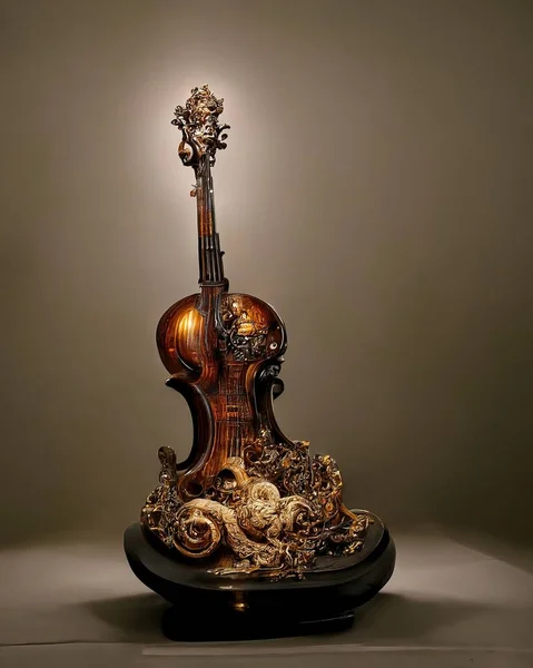 Picture Baroque Violin Statue Intricate Details Illustration — Stok fotoğraf