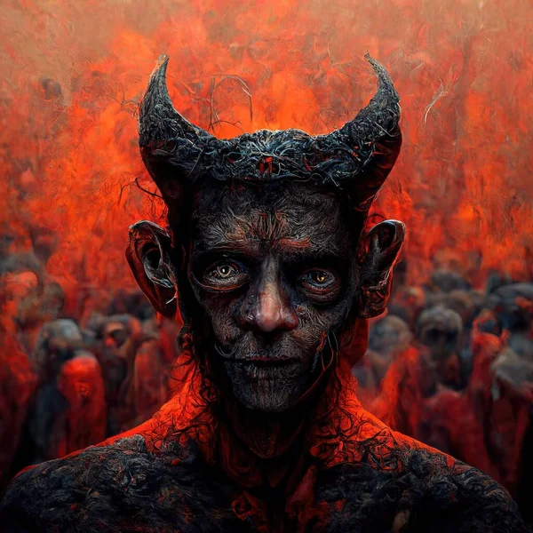 Portrait Devil Illustration Drawing Digital Art Style Illustration — 图库照片