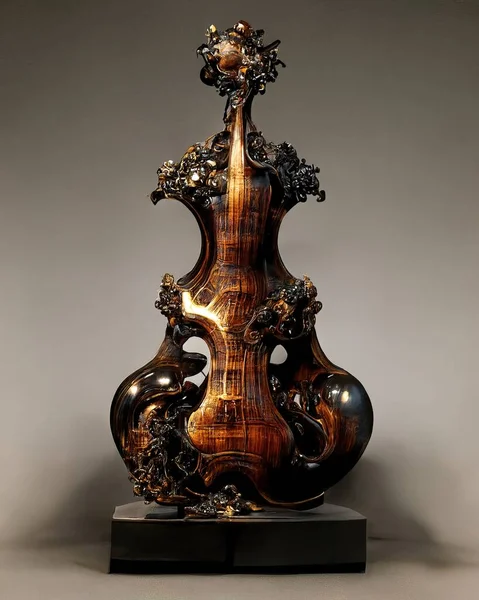 Picture of baroque violin statue, intricate details, 3D illustration