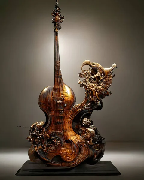 Picture of baroque violin statue, intricate details, 3D illustration