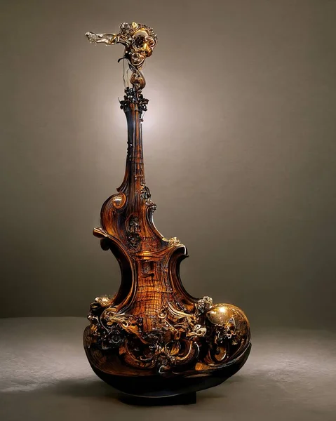 Picture of baroque violin statue, intricate details, 3D illustration