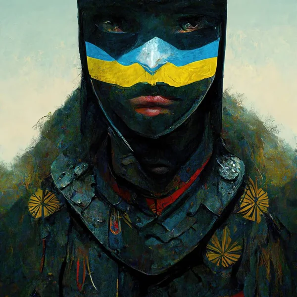 Цифрове Мистецтво Боротьби Воїнів Україну Illustration Render — стокове фото