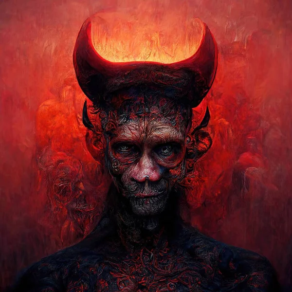 Portrait Devil Illustration Drawing Digital Art Style Illustration — Stok fotoğraf