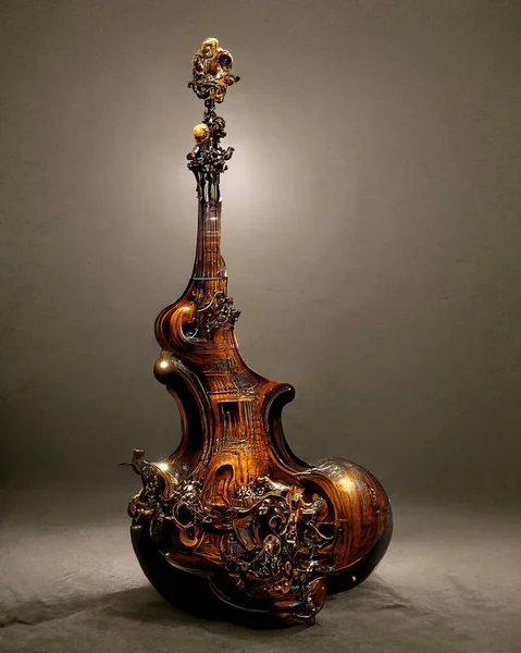 Picture of baroque violin statue, intricate details, 3D illustration