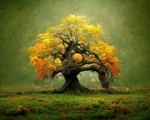 Цифрове Мистецтво Старого Великого Дерева Дивовижними Гілками Ілюстрація Рендеринг — стокове фото