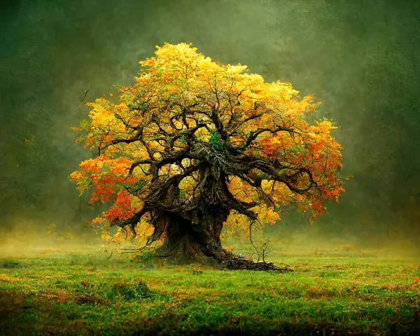 Digital Art Old Big Tree Amazing Branches Illustration Render — Zdjęcie stockowe