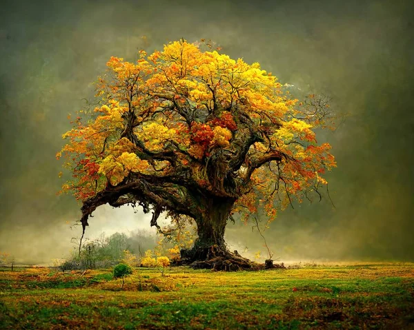 Digital art of old big tree with amazing branches, 3d illustration, 3d ...