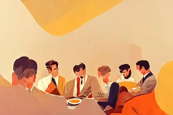 Business meeting and team work group of people working, Illustration