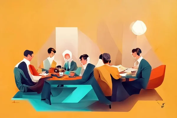 Business meeting and team work group of people working, Illustration