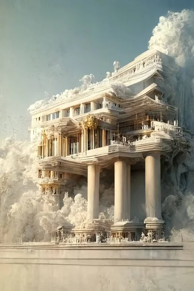 Neoclassical style architecture, digital art style, 3d illustration