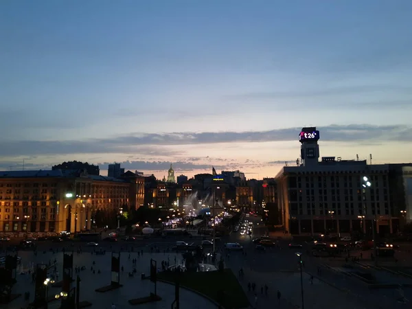 Vista Nocturna Kiev Ucrania —  Fotos de Stock