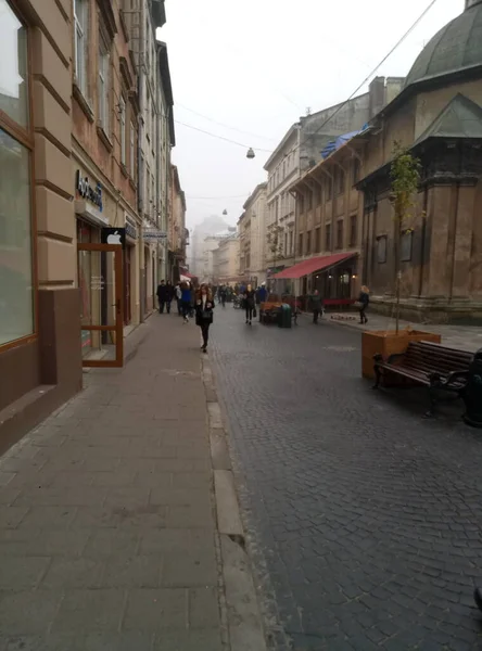 Kilátás Nyílik Utcára Város Lviv — Stock Fotó