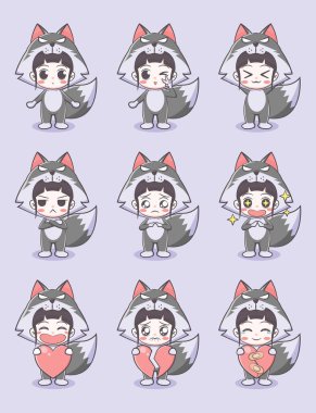 Kurt kostümlü şirin kız çizgi film çizimi