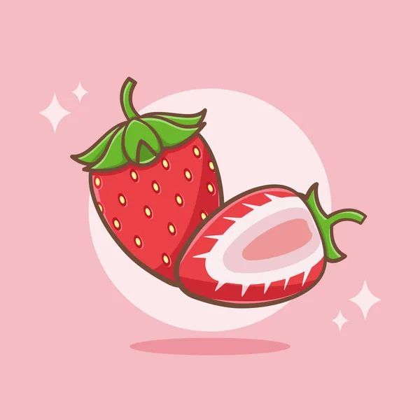 Fraise Fraîche Fruit Dessin Animé Illustration — Image vectorielle