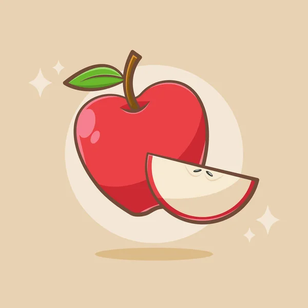 Ilustración Dibujos Animados Manzana Fresca — Vector de stock