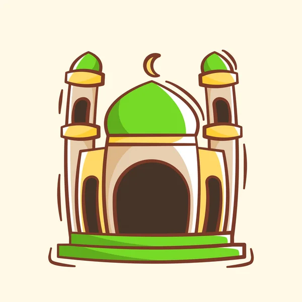 Hand Drawn Mosque Cartoon Illustration — Stock Vector