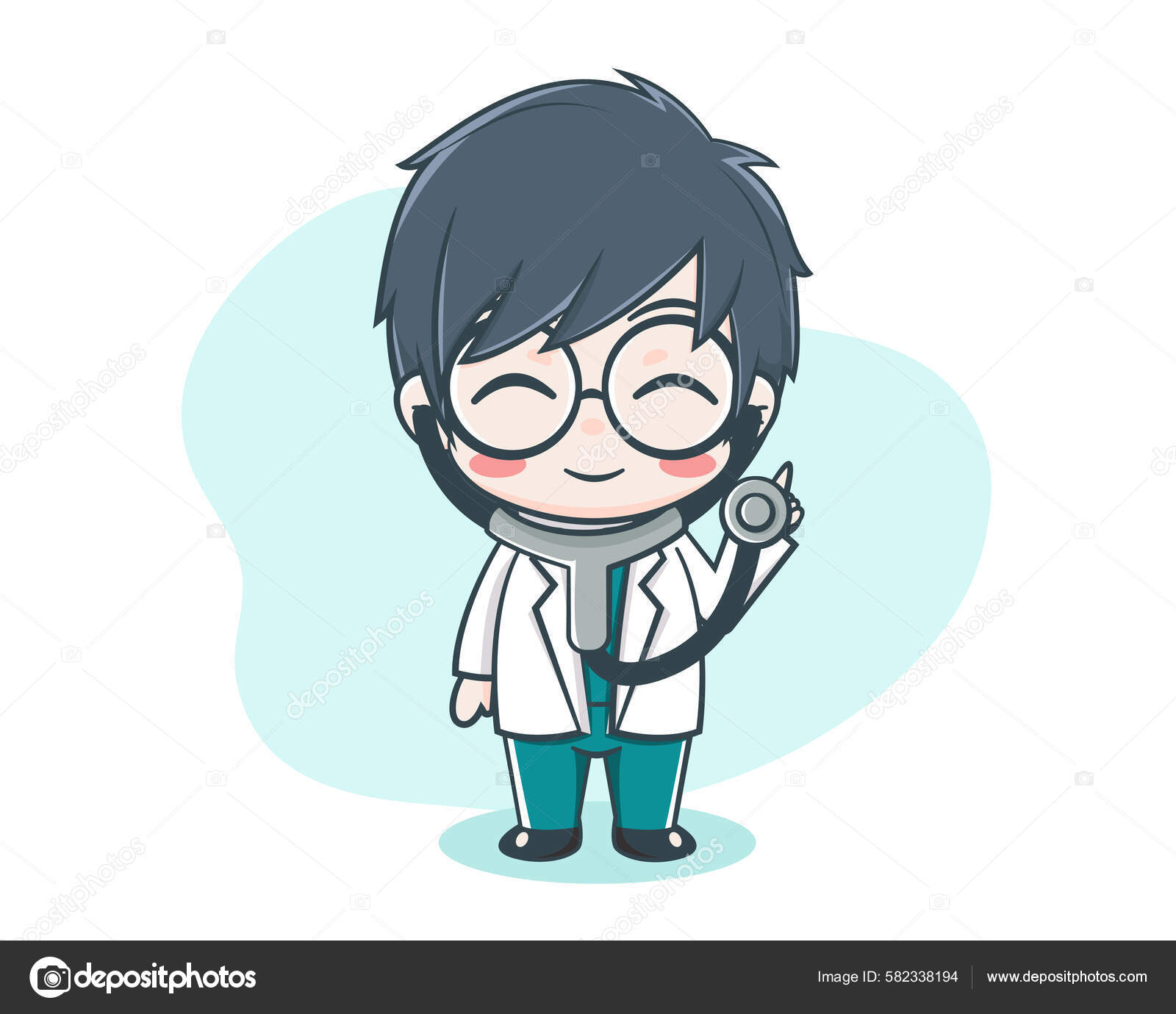 Ilustração de médico masculino, médico dos desenhos animados