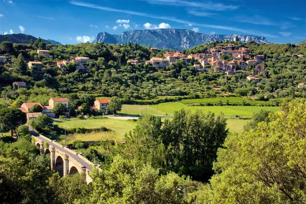 Podgorii Munți Din Regiunea Vinicolă Saint Chinian Din Languedoc Sudul — Fotografie, imagine de stoc