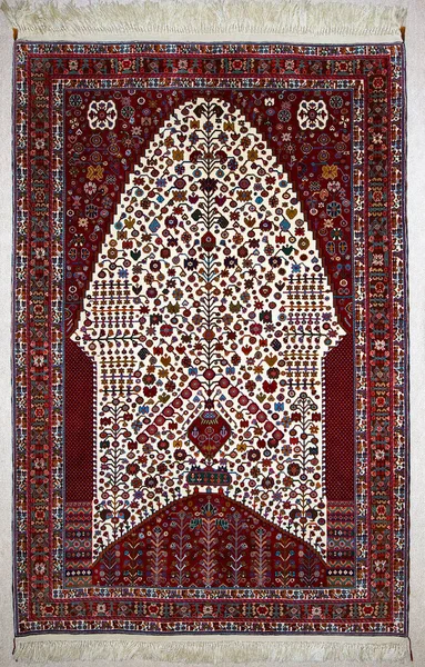 Qashqai Tribal Village Handmade Persian Wool Rug Southern Iran Mihrab — Stock Photo, Image