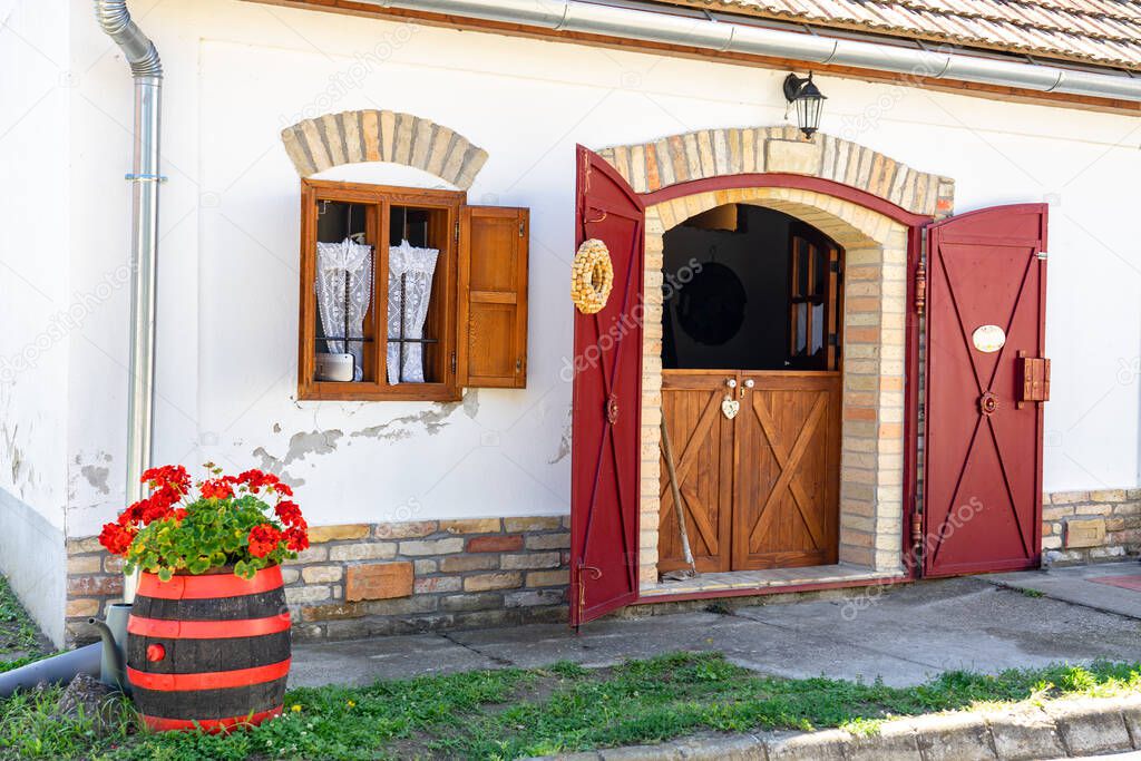 beautiful little cellar village in Hajos Hungary famous for festival events .