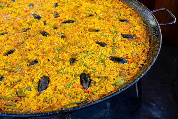 Paella Ljubljana Büyük Tavada Dprta Kuhna Açık Mutfak Etkinliği — Stok fotoğraf