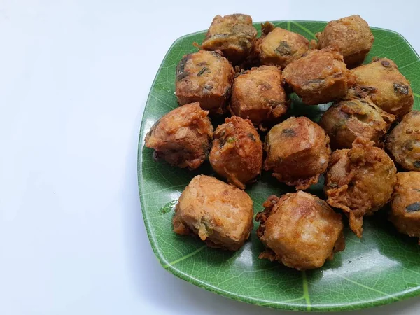 Fried Tofu Plate Seen White Background Cholesterol Food Background Concept — ストック写真