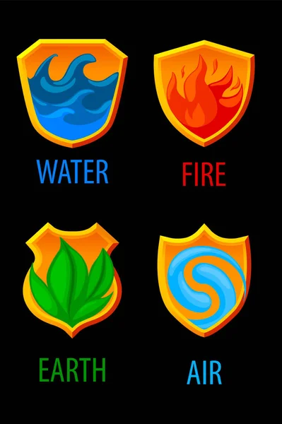 Cartoon four natural elements icons - earth water Vector Image