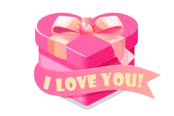 Valentinstagsgeschenk, Schachtel mit Liebeserklärung. — Stockvektor