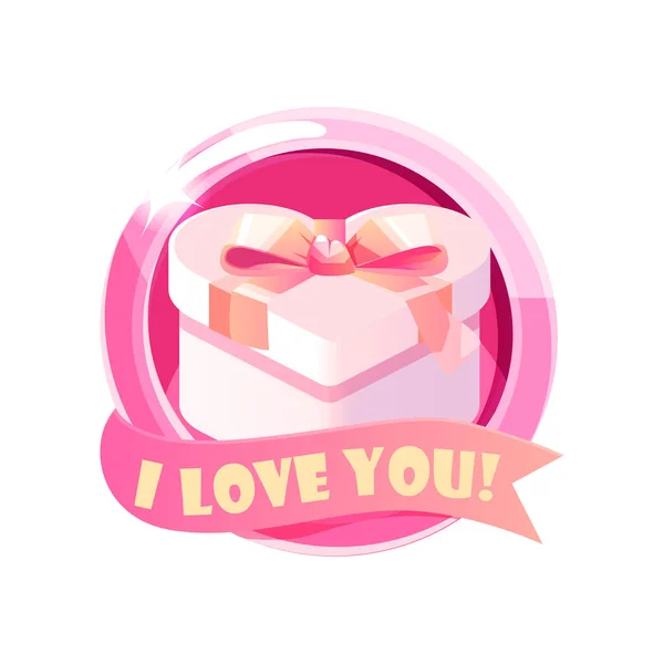 Valentines Day icon gift, box with declaration of love. — Stock Vector