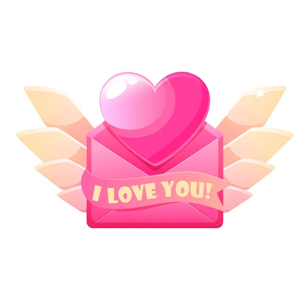 Valentijnsdag enveloppe brief pictogram met hart. — Stockvector