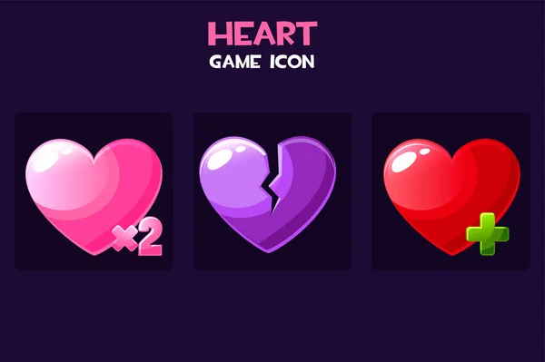Concept conjunto de ícones corações do jogo para o design. — Vetor de Stock
